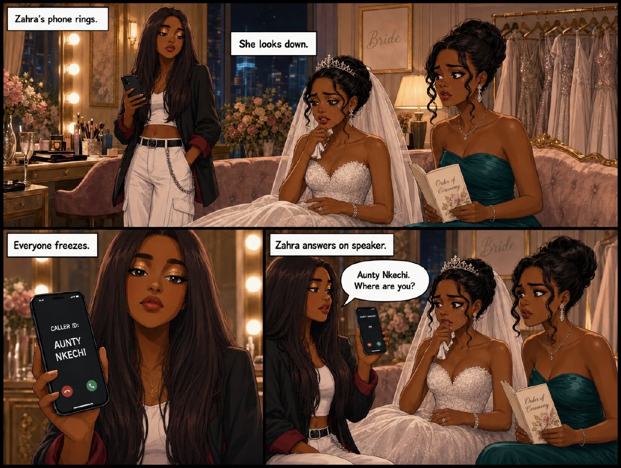 Zahra's phone rings — Aunty Nkechi calling